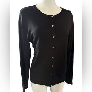 Calvin Klein Black cardigan sweater with small gold buttons, super soft, size L